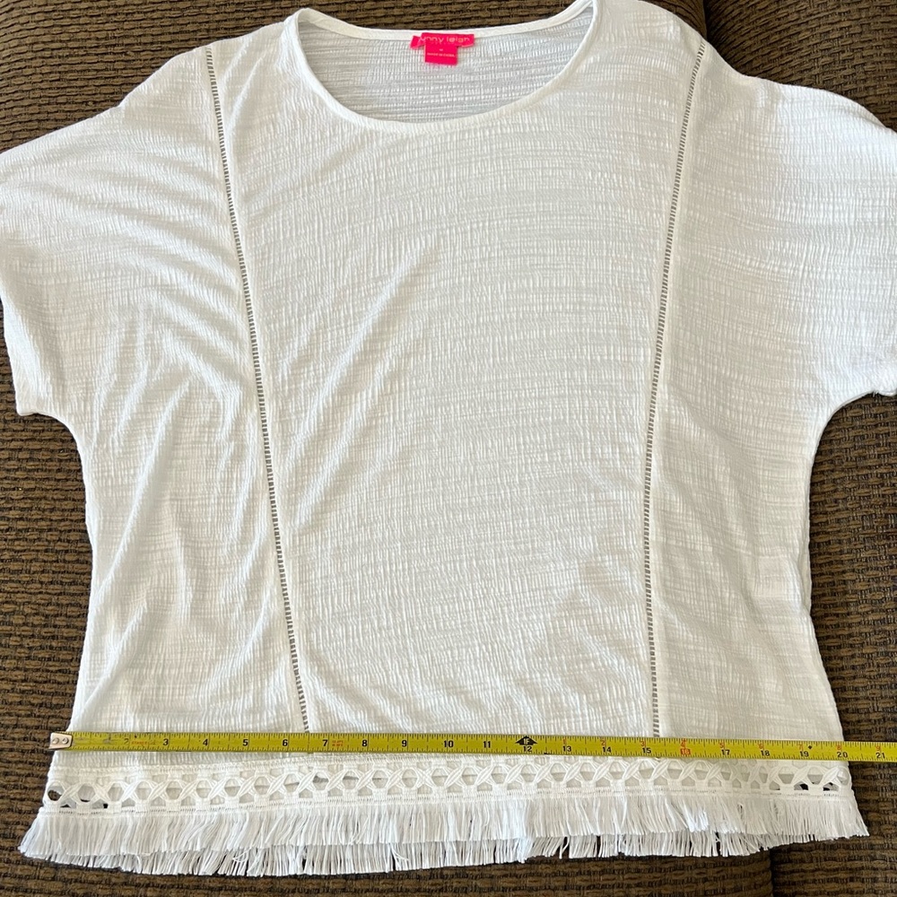 Sunny Leigh White Fringe Peasant Top - Picture 8 of 9